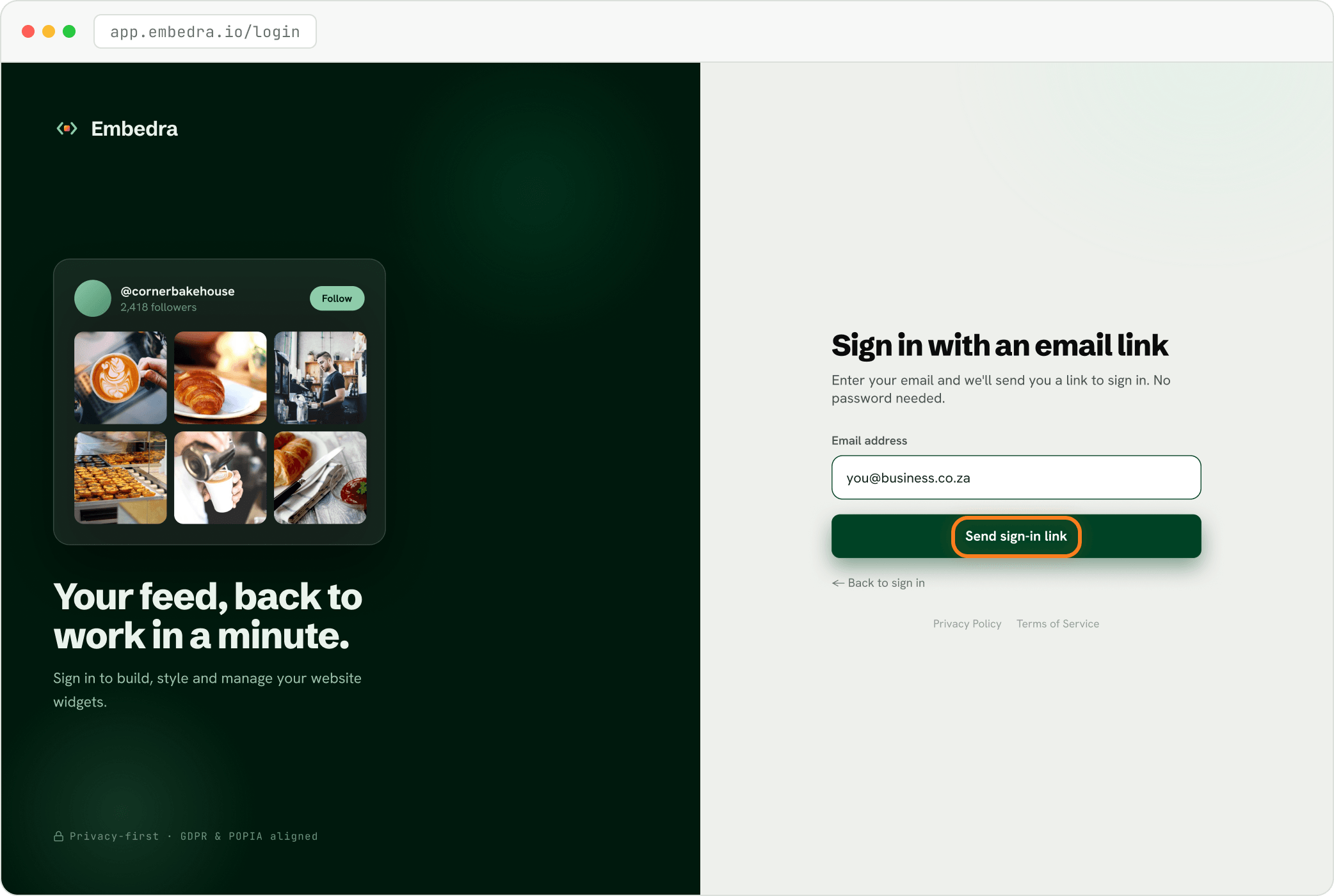 Step: Or get a sign-in link by email