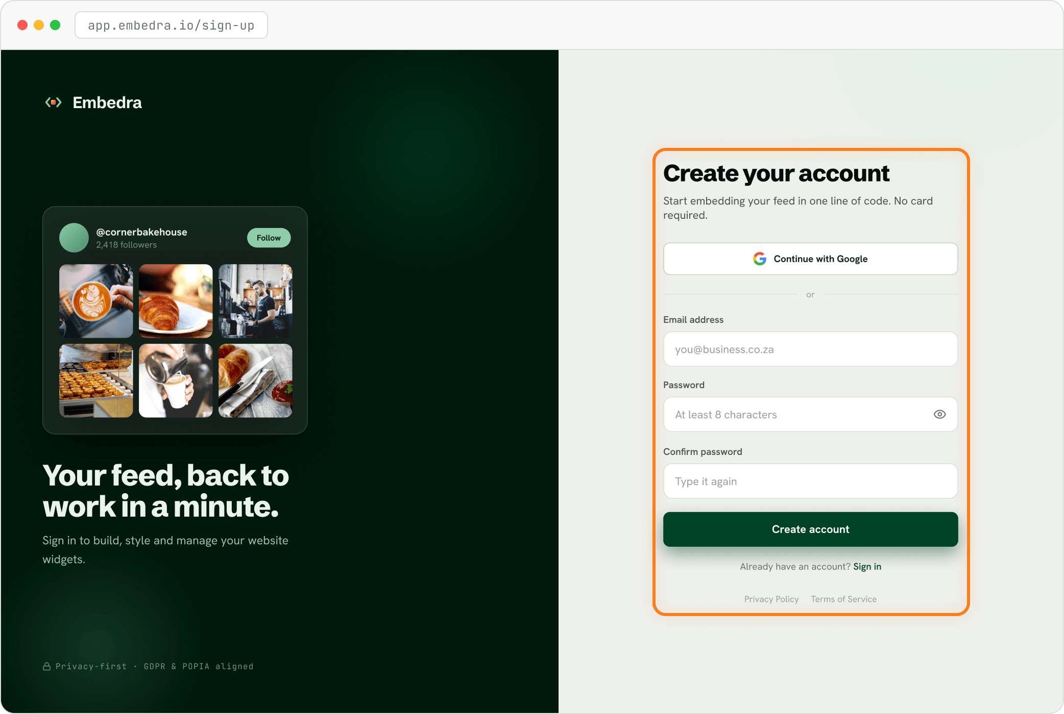 Step: Open the sign-up page