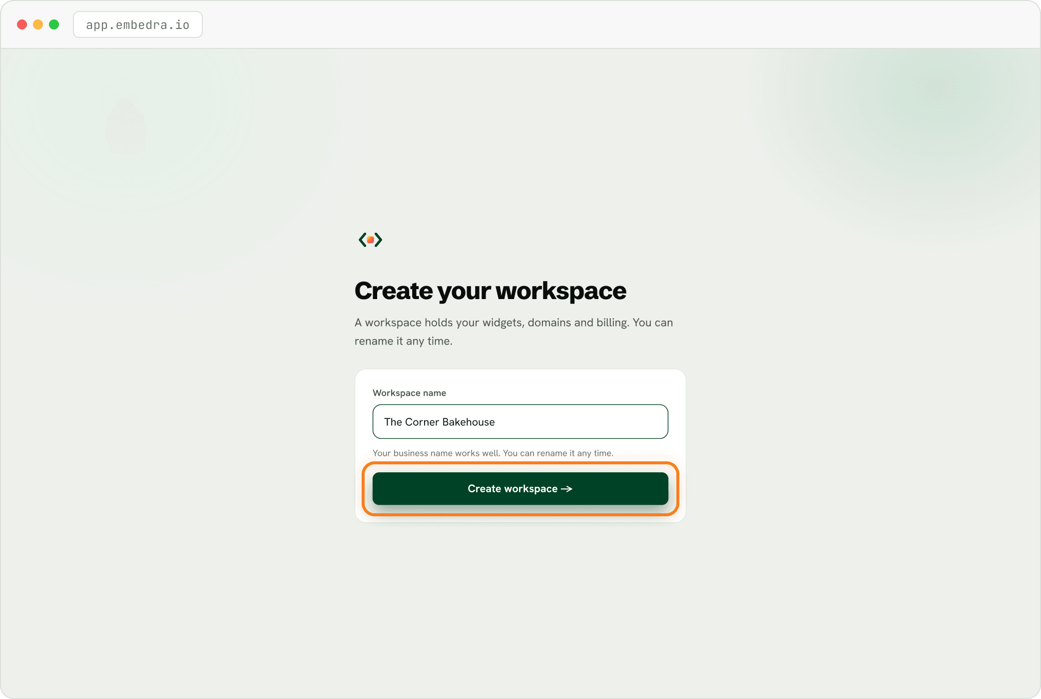 Step: Create your workspace