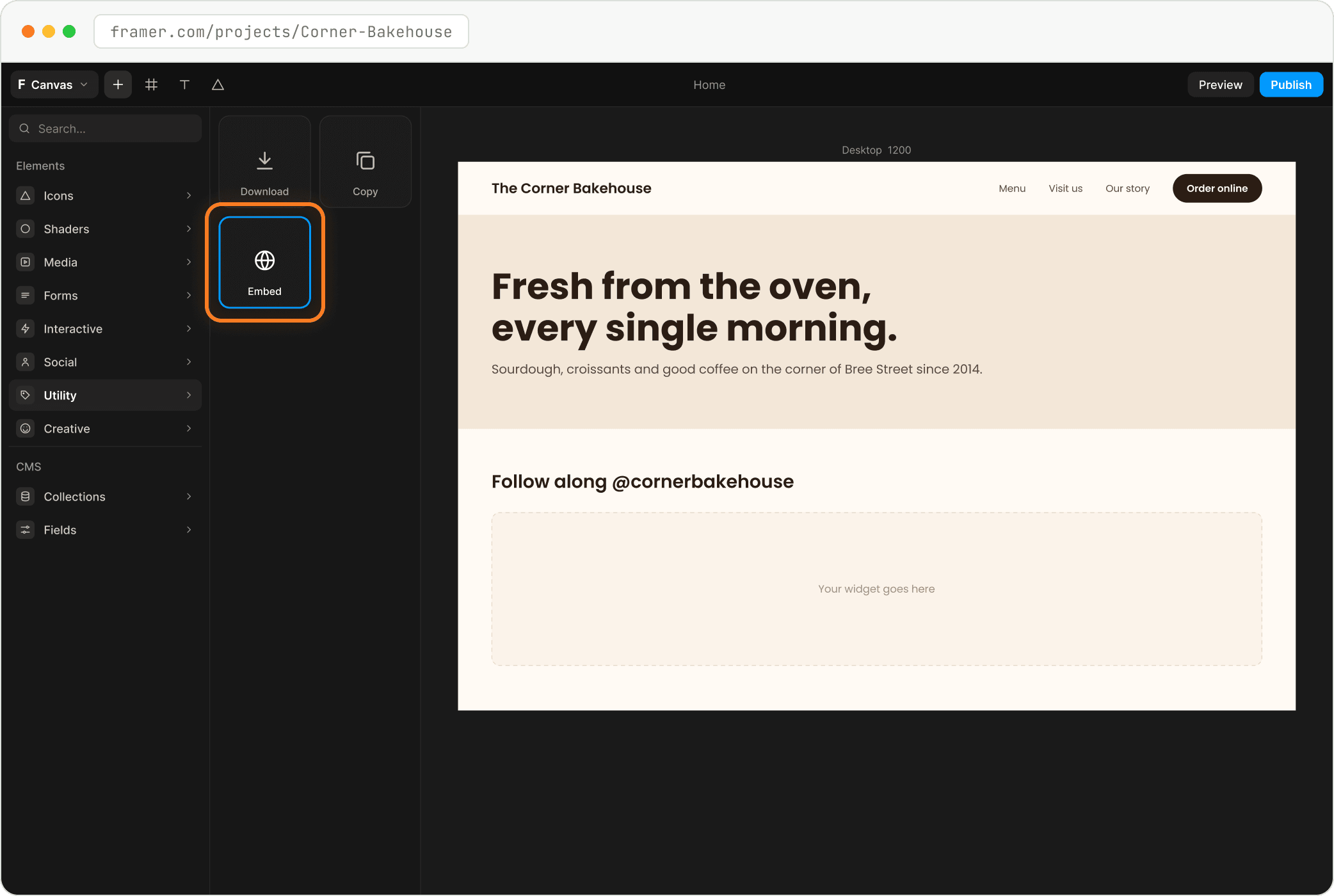 Step: Insert an Embed