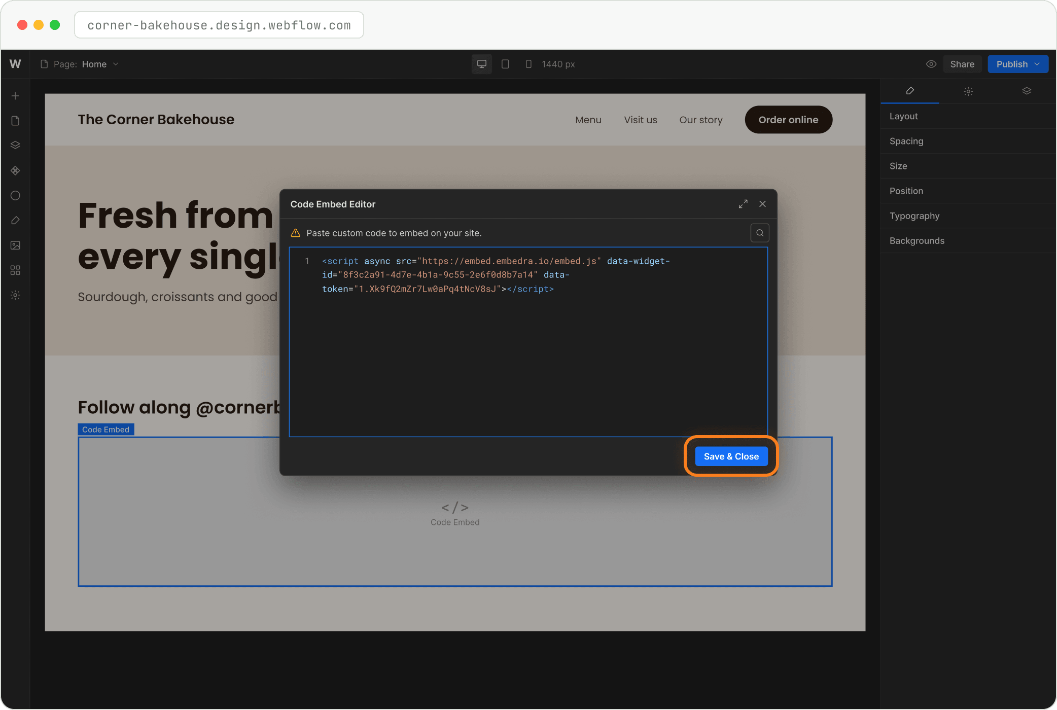 Step: Paste, then "Save & Close"