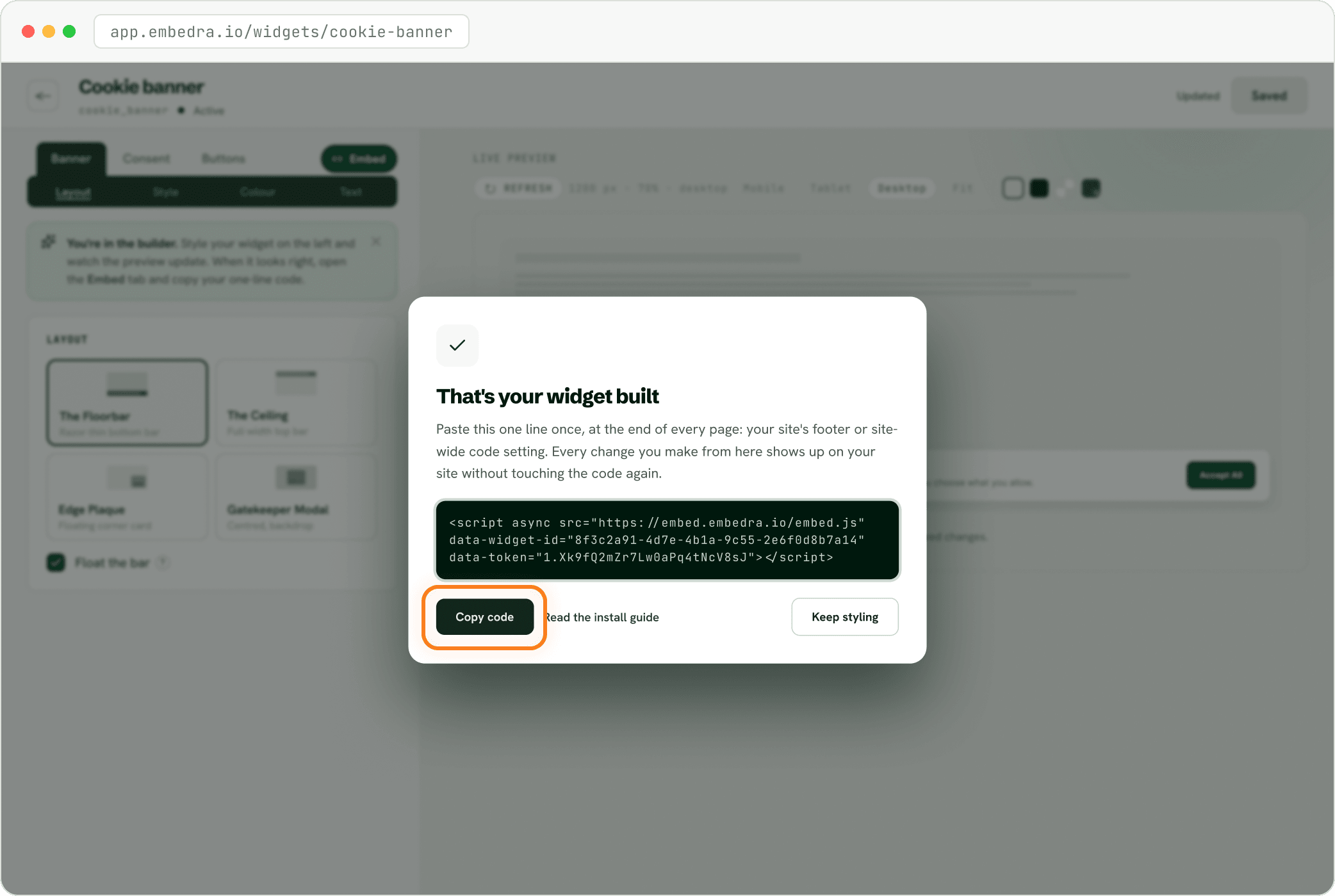 Step: Save, then copy your code