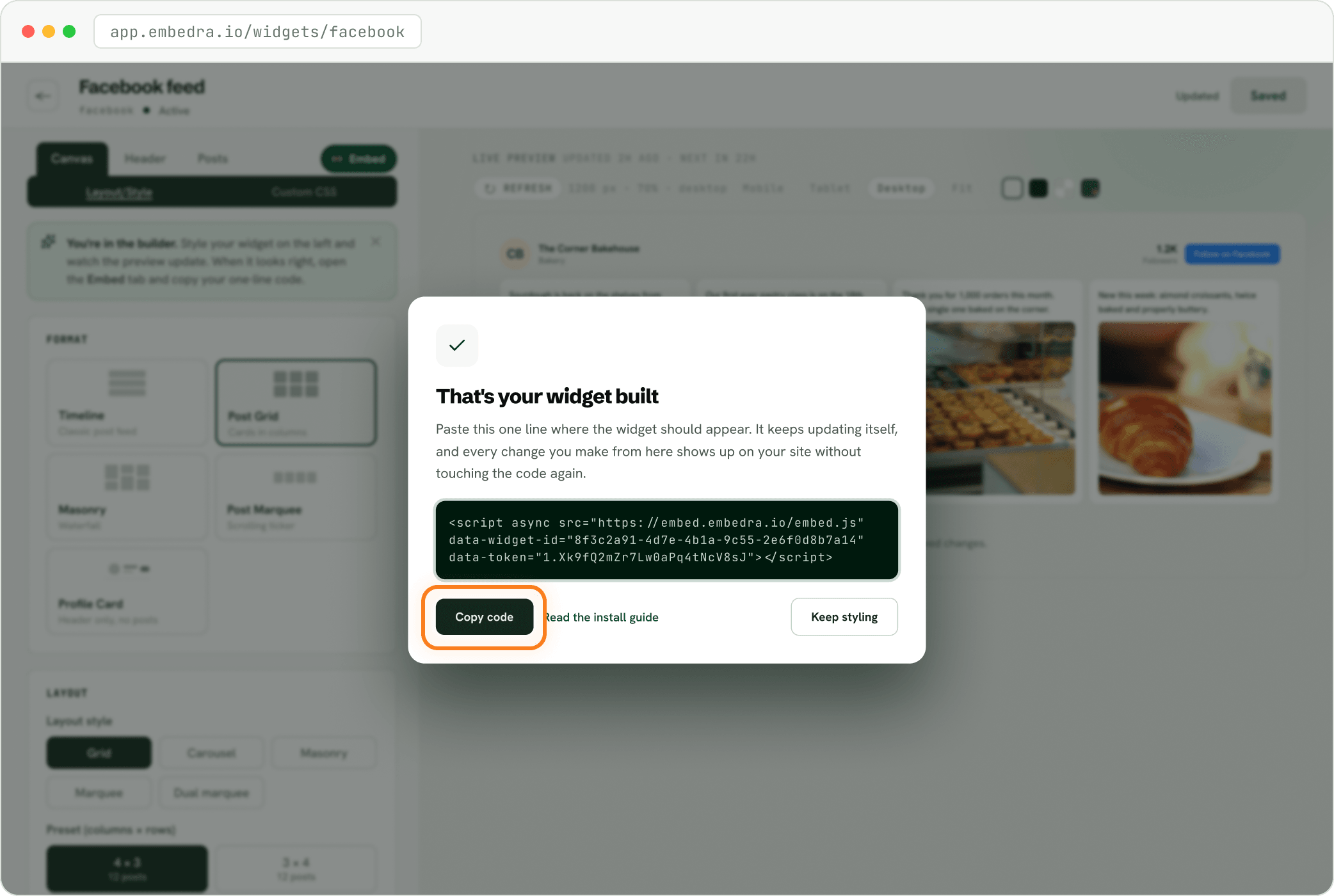 Step: Save, then copy your code