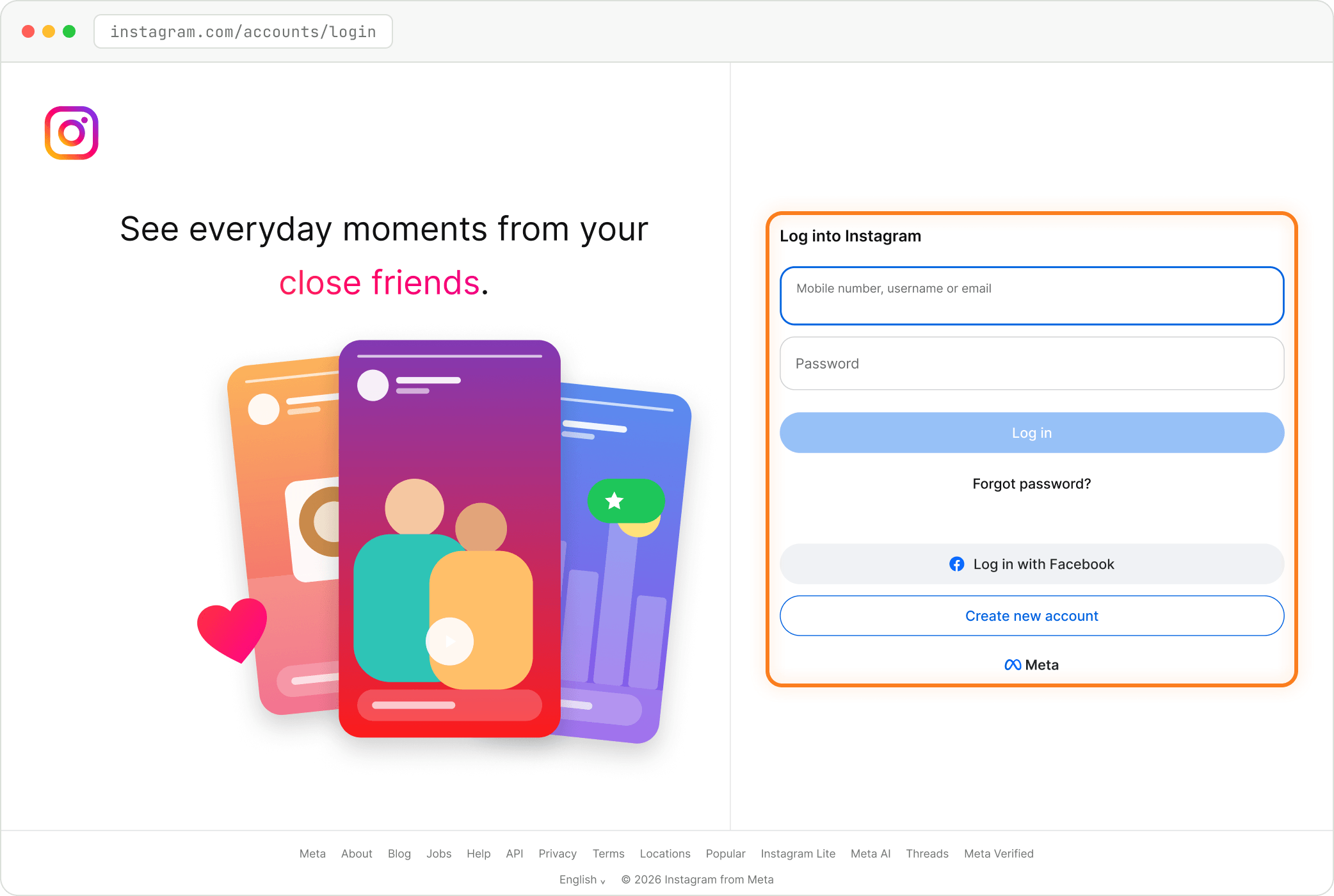 Step: Log in to Instagram