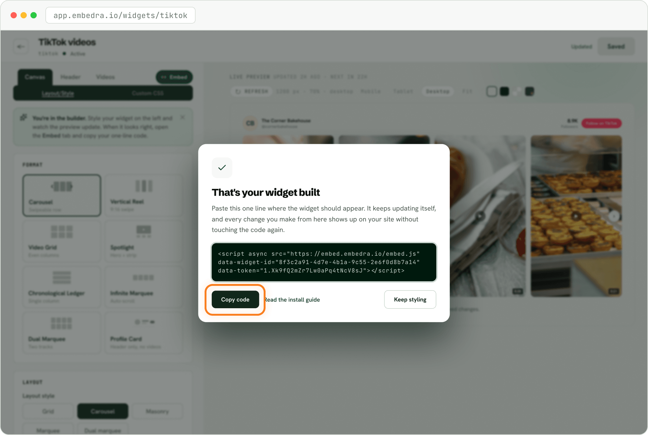 Step: Save, then copy your code