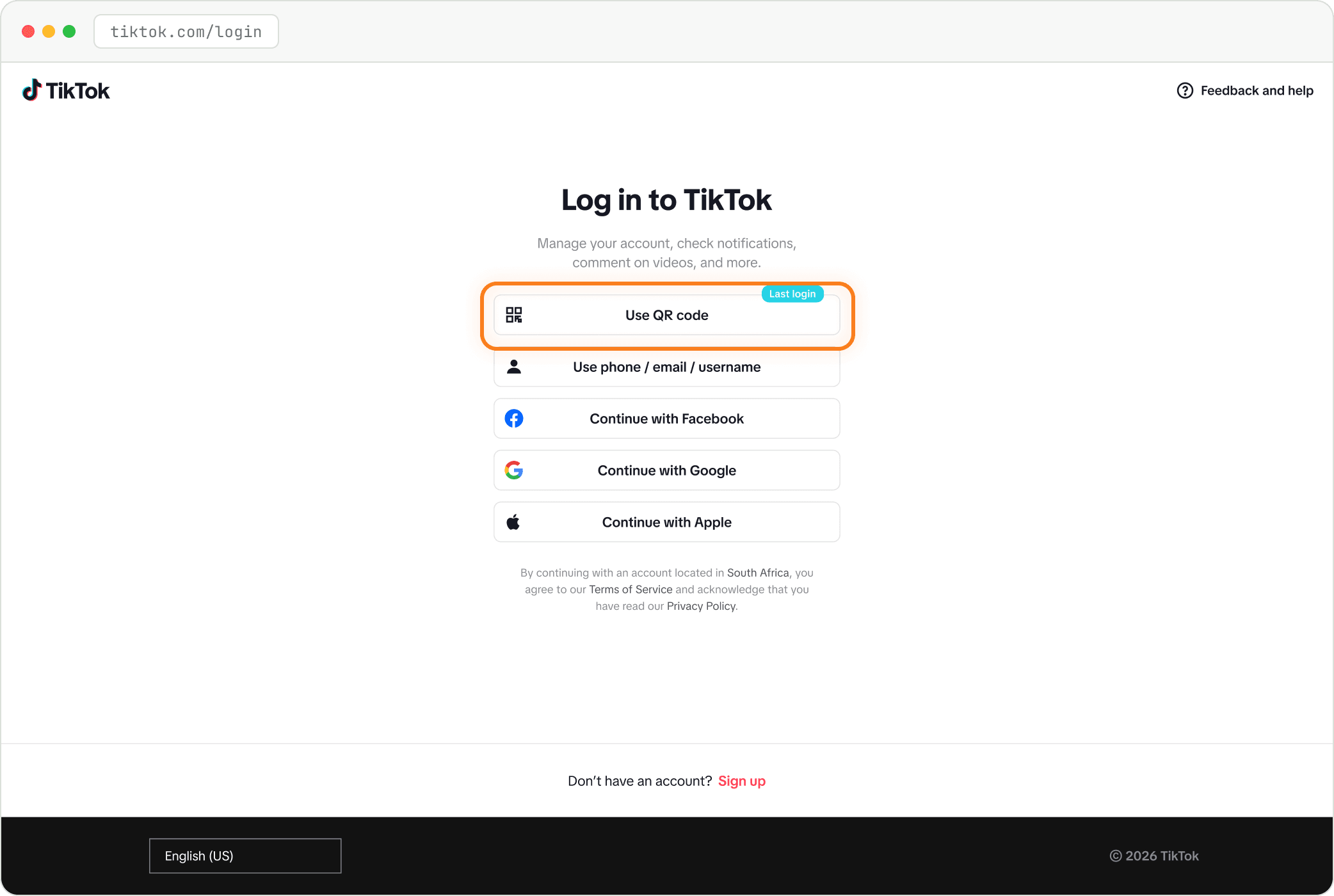 Step: Log in to TikTok