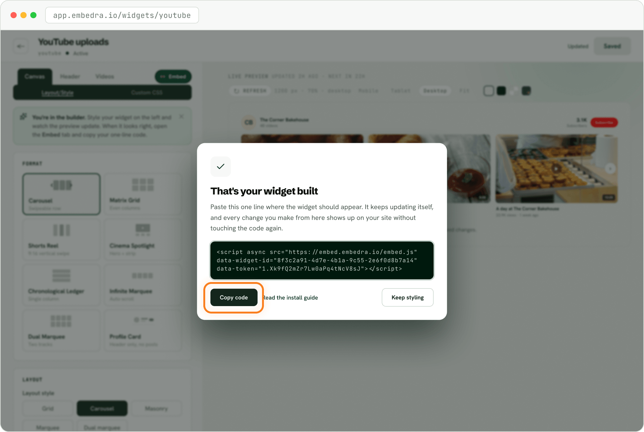 Step: Save, then copy your code