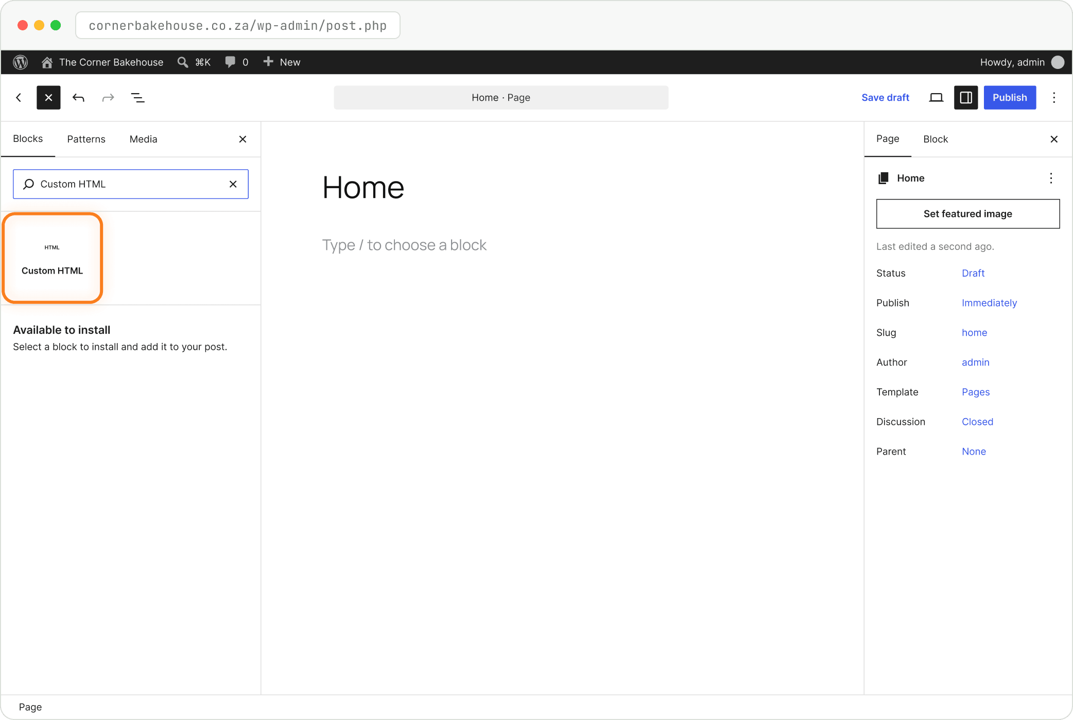 Step: Add a Custom HTML block