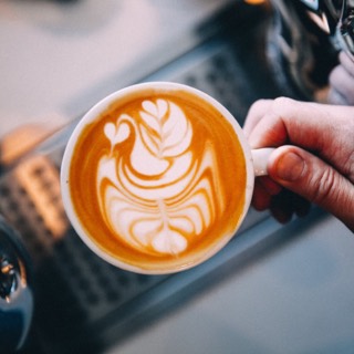 Latte art in a white cup